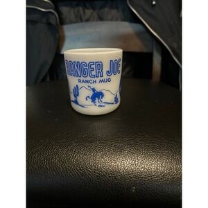 Vintage Ranger Joe Ranch Mug – Milk Glass Child Size Anchor Hocking. Cowboy